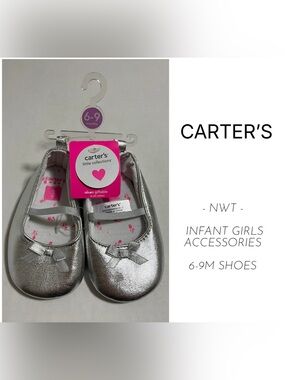CARTER’S - 6/9M - NWT - INFANT GIRLS SILVER BALLET FLATS / SHOES